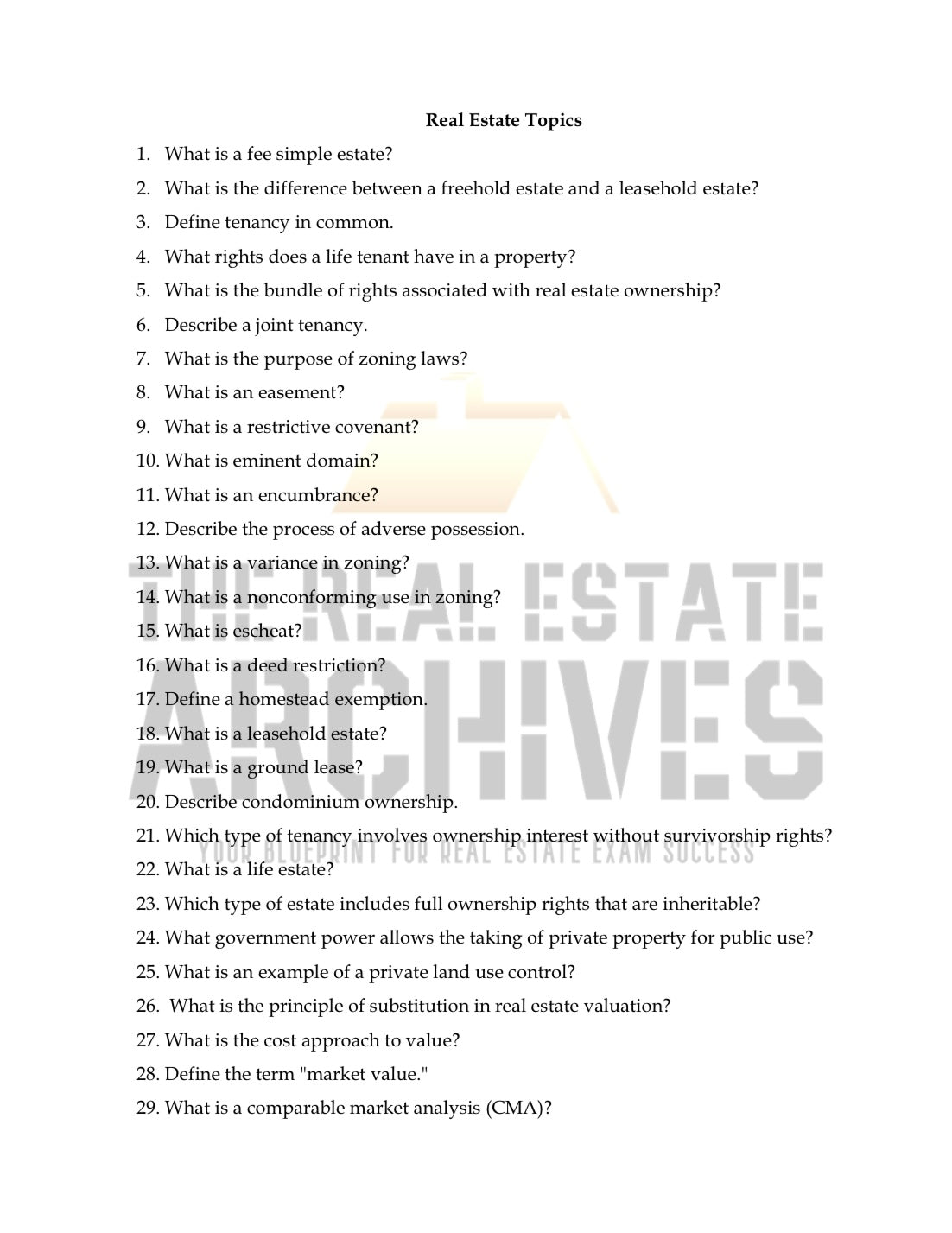 BUNDLE DEAL: National Real Estate Exam "Cheat Sheet" & Practice Questions (English)